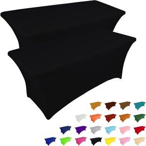 Multi-Occasion Black 6FT Tablecloths - 2 Pack Stain & Wrinkle Resistant Covers